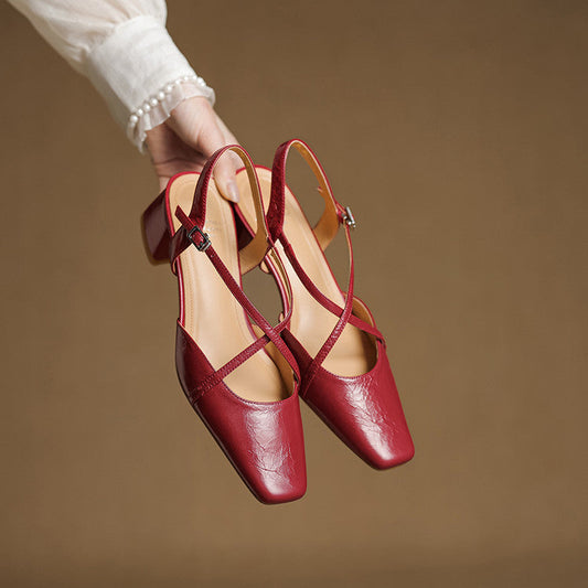 Estrella | Genuine Leather Slingback Heels 3