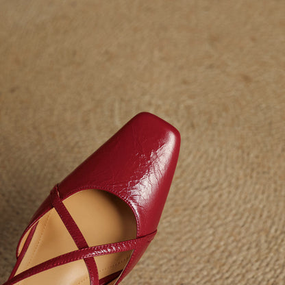 Estrella | Genuine Leather Slingback Heels 5