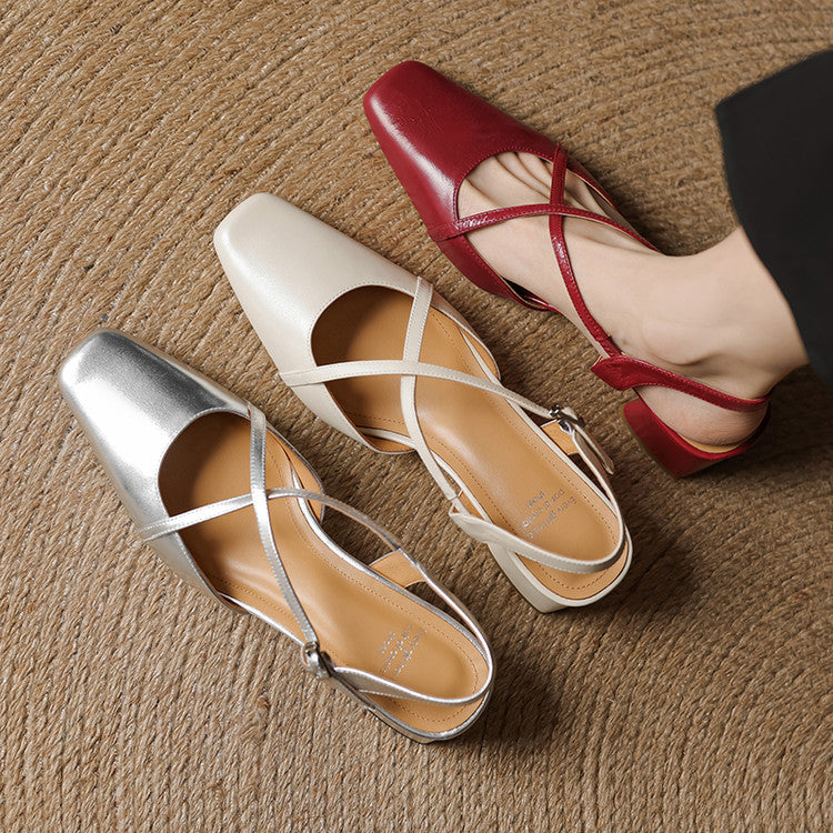 Estrella | Genuine Leather Slingback Heels 8