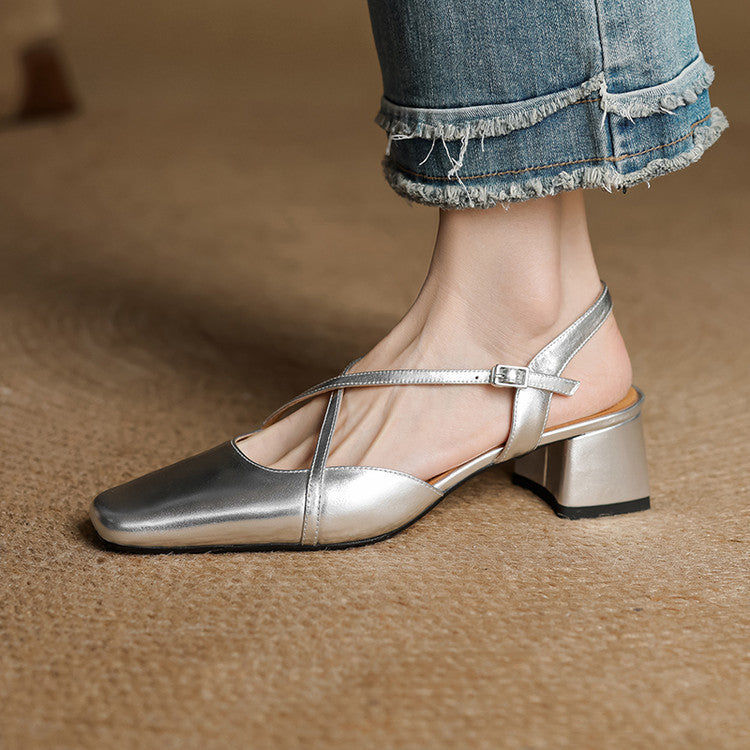 Estrella | Genuine Leather Slingback Heels 9