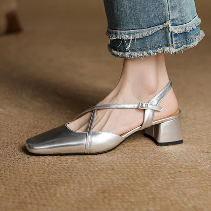 Estrella | Genuine Leather Slingback Heels 9