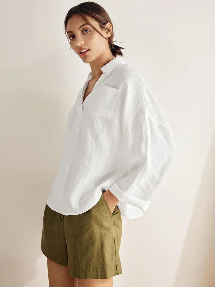 Ethan | Casual White Linen Button Down Shirt 3