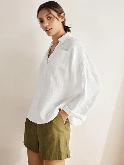 Ethan | Casual White Linen Button Down Shirt 3
