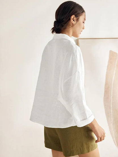 Ethan | Casual White Linen Button Down Shirt 5