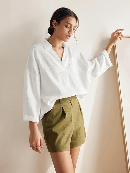 Ethan | Casual White Linen Button Down Shirt 6