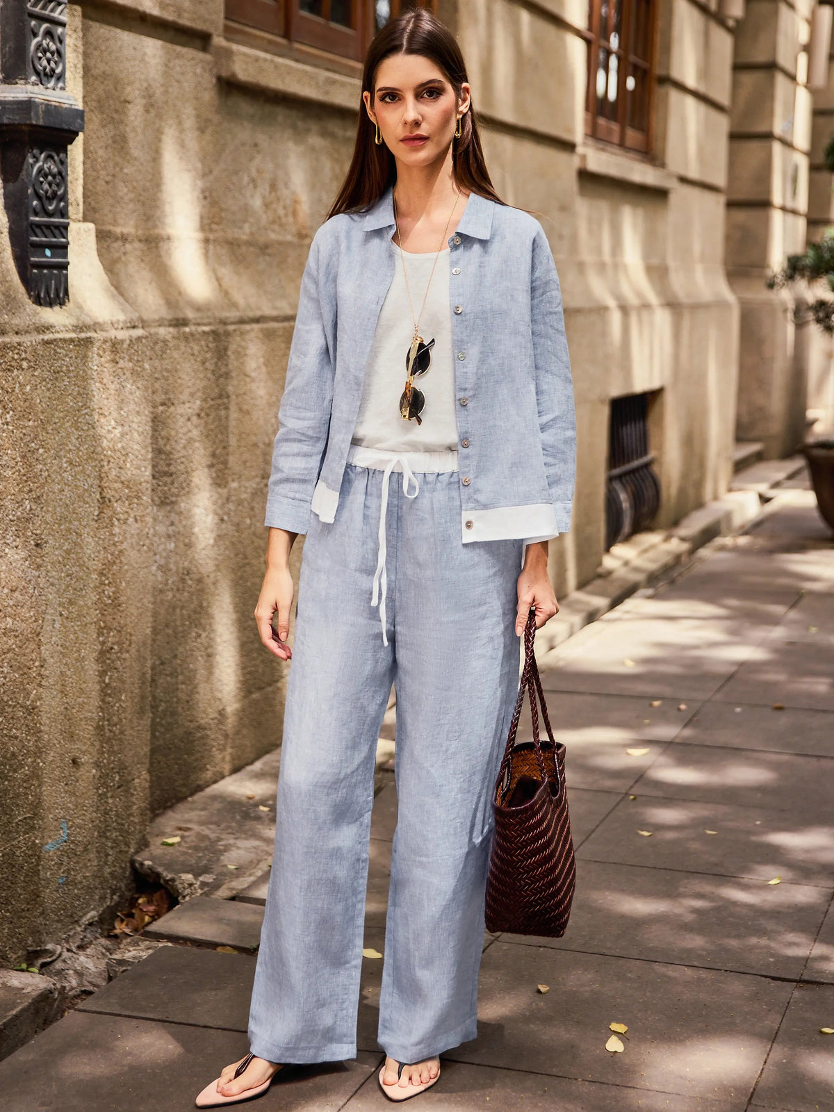 Ethan | Chic Elastic Waist Linen Pants for Women 1