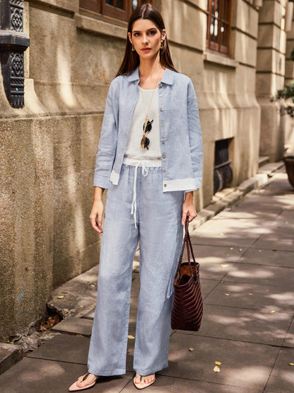 Ethan | Chic Elastic Waist Linen Pants for Women 1