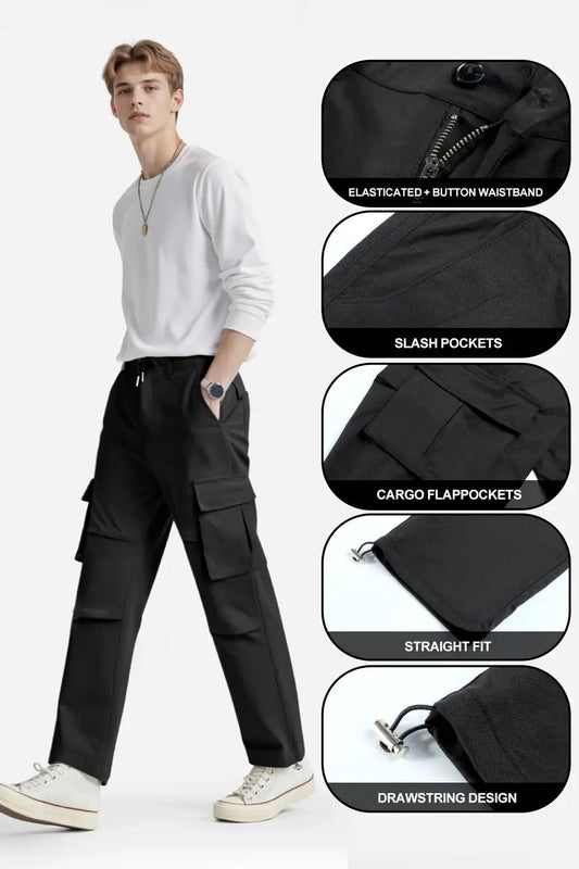 Ethan | Comfortable Black Cargo Pants for Men 4