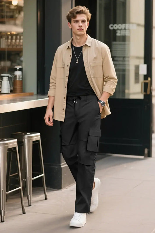 Ethan | Comfortable Black Cargo Pants for Men 5