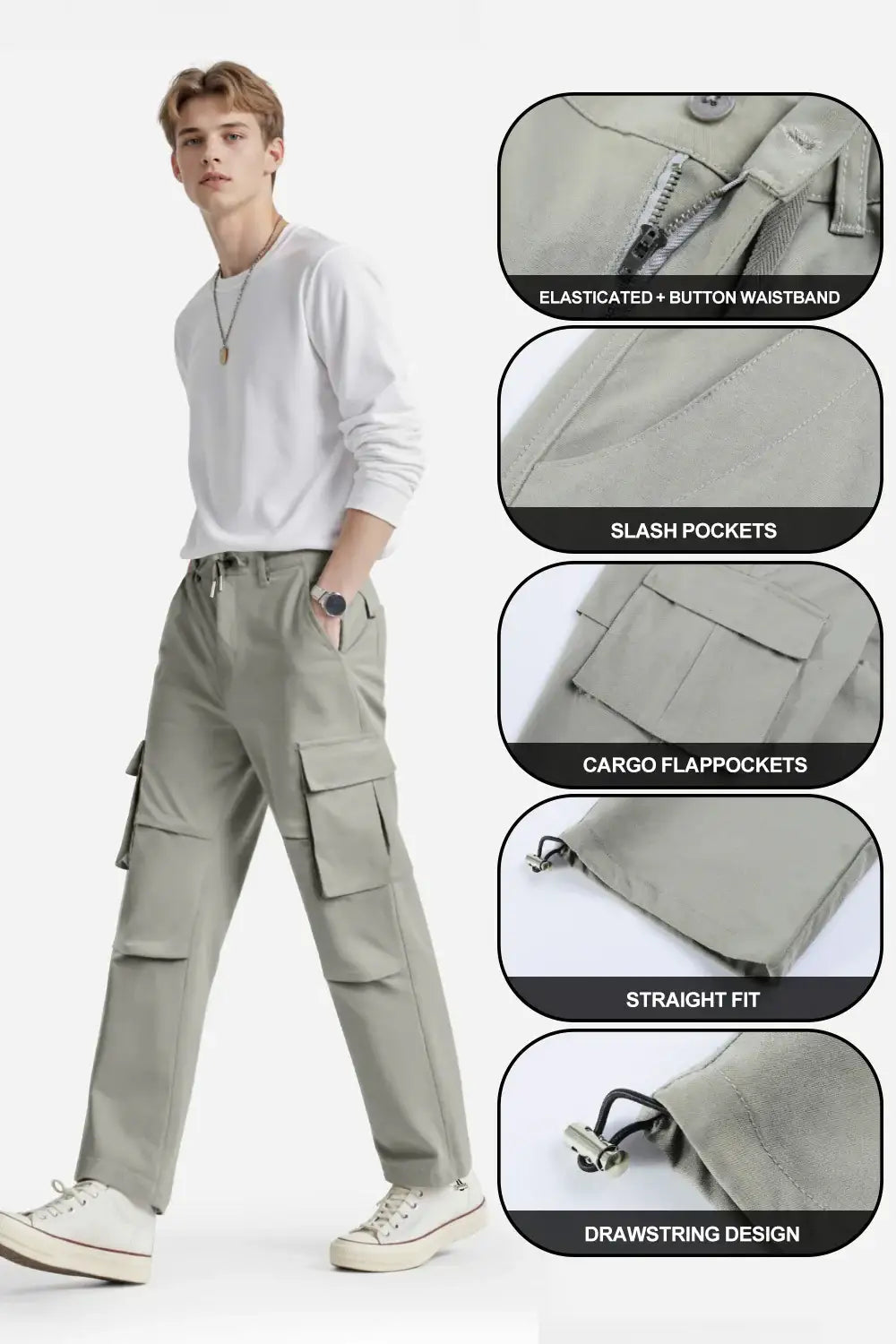 Ethan | Comfortable Straight Fit Mens Cargo Pants 4