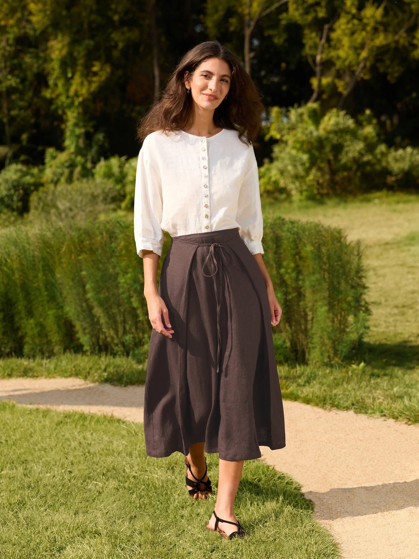Ethan | Elegant White Linen Button Down Shirt for Women 2