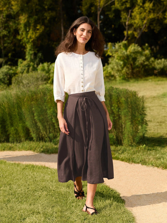 Ethan | Elegant White Linen Button Down Shirt for Women 2