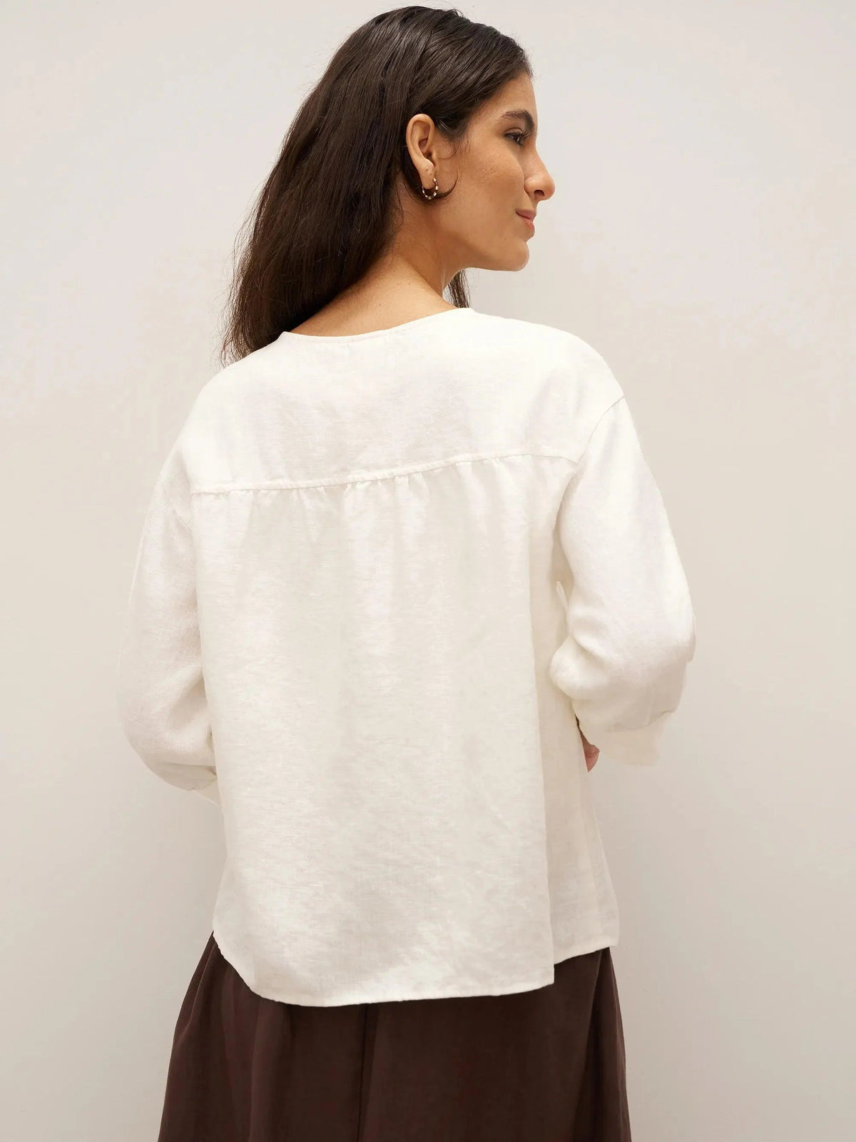 Ethan | Elegant White Linen Button Down Shirt for Women 5