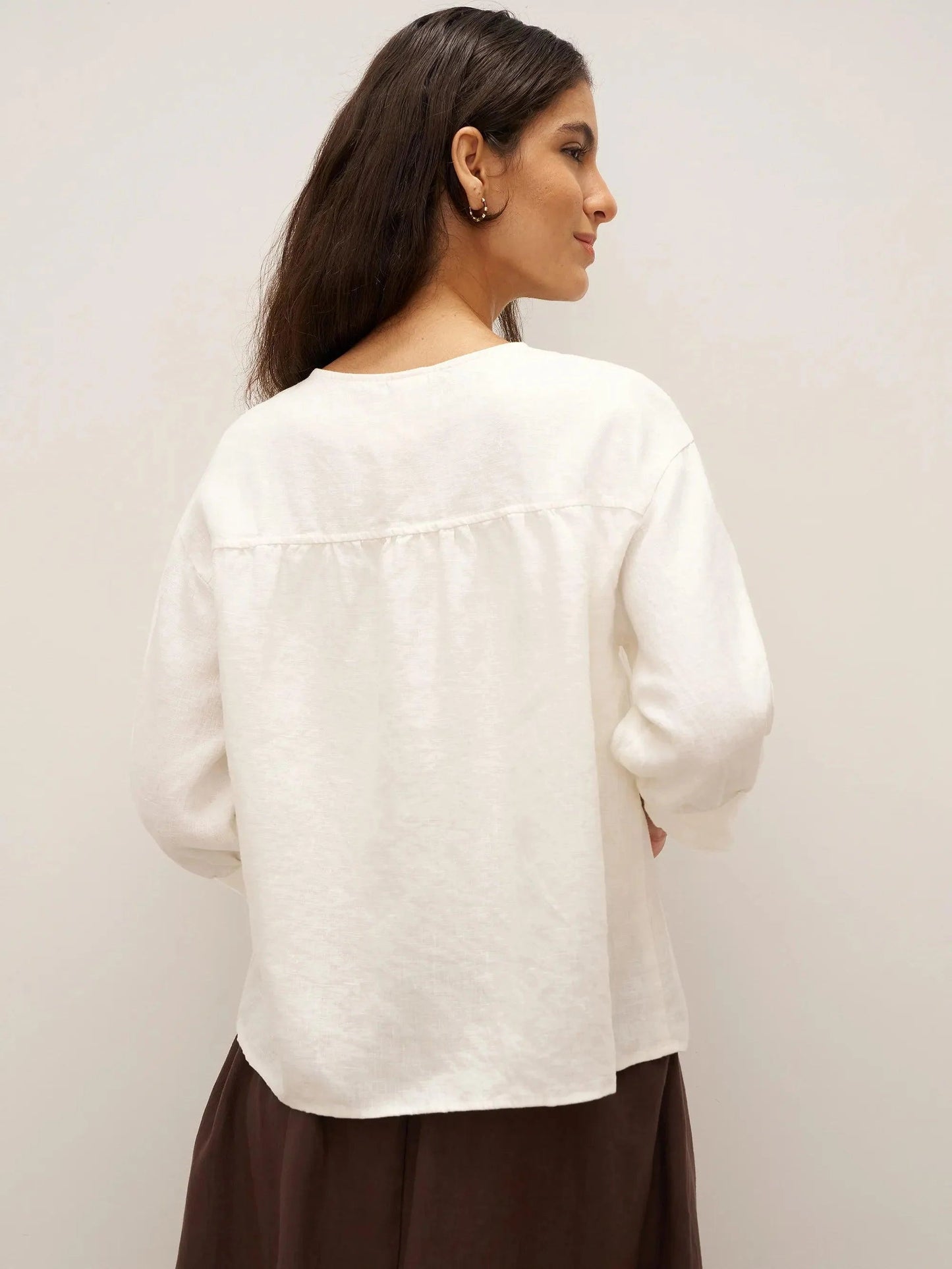 Ethan | Elegant White Linen Button Down Shirt for Women 5