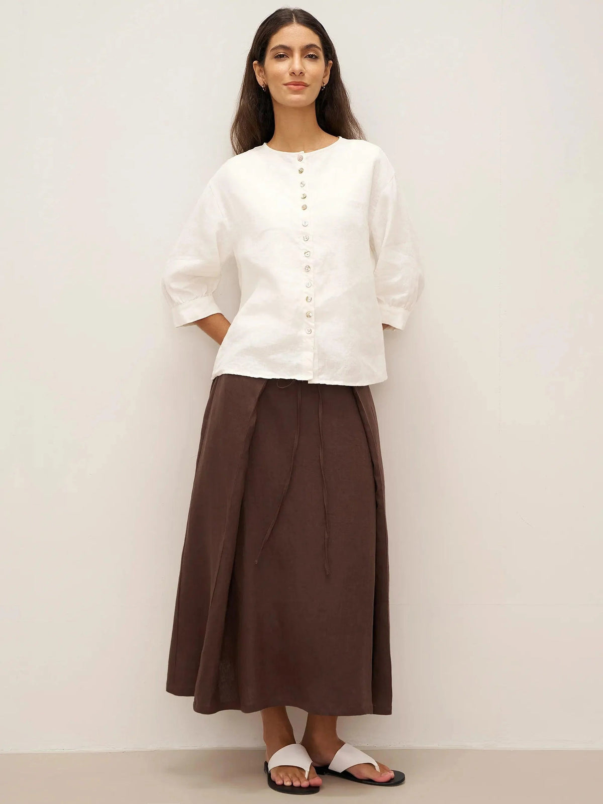 Ethan | Elegant White Linen Button Down Shirt for Women 6