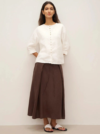 Ethan | Elegant White Linen Button Down Shirt for Women 6