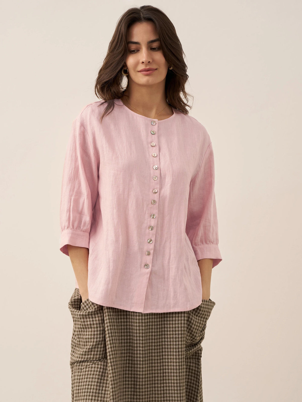 Ethan | Elegant White Linen Button Down Shirt for Women 9