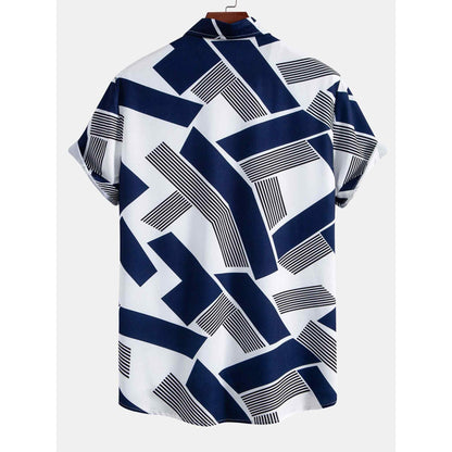 Ethan | Modern Color Block Print Shirt & Straight Leg Pants Set for Men 8