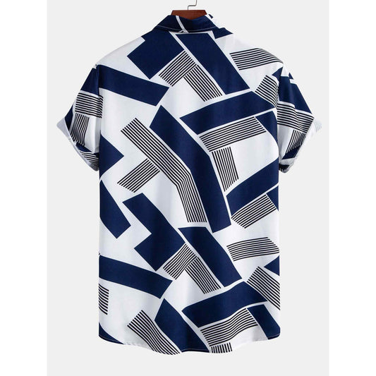 Ethan | Modern Color Block Print Shirt & Straight Leg Pants Set for Men 8