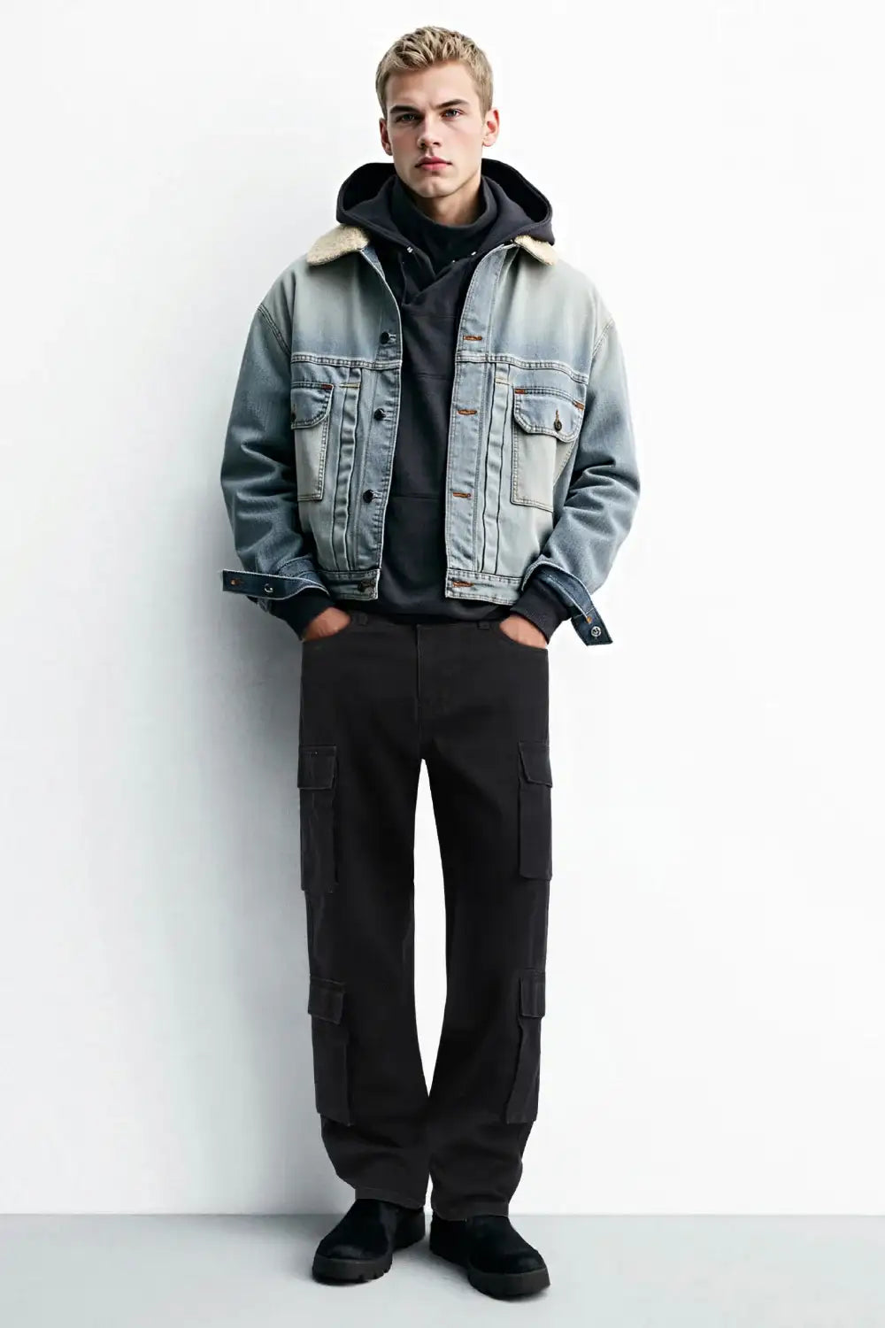 Ethan | Modern Relaxed Fit Black Cargo Pants 0