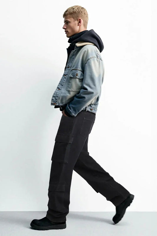 Ethan | Modern Relaxed Fit Black Cargo Pants 3