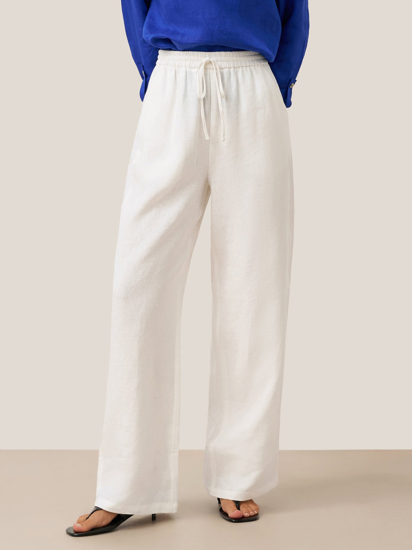 Ethan | Relaxed Comfortable White Linen Pants for Women 4
