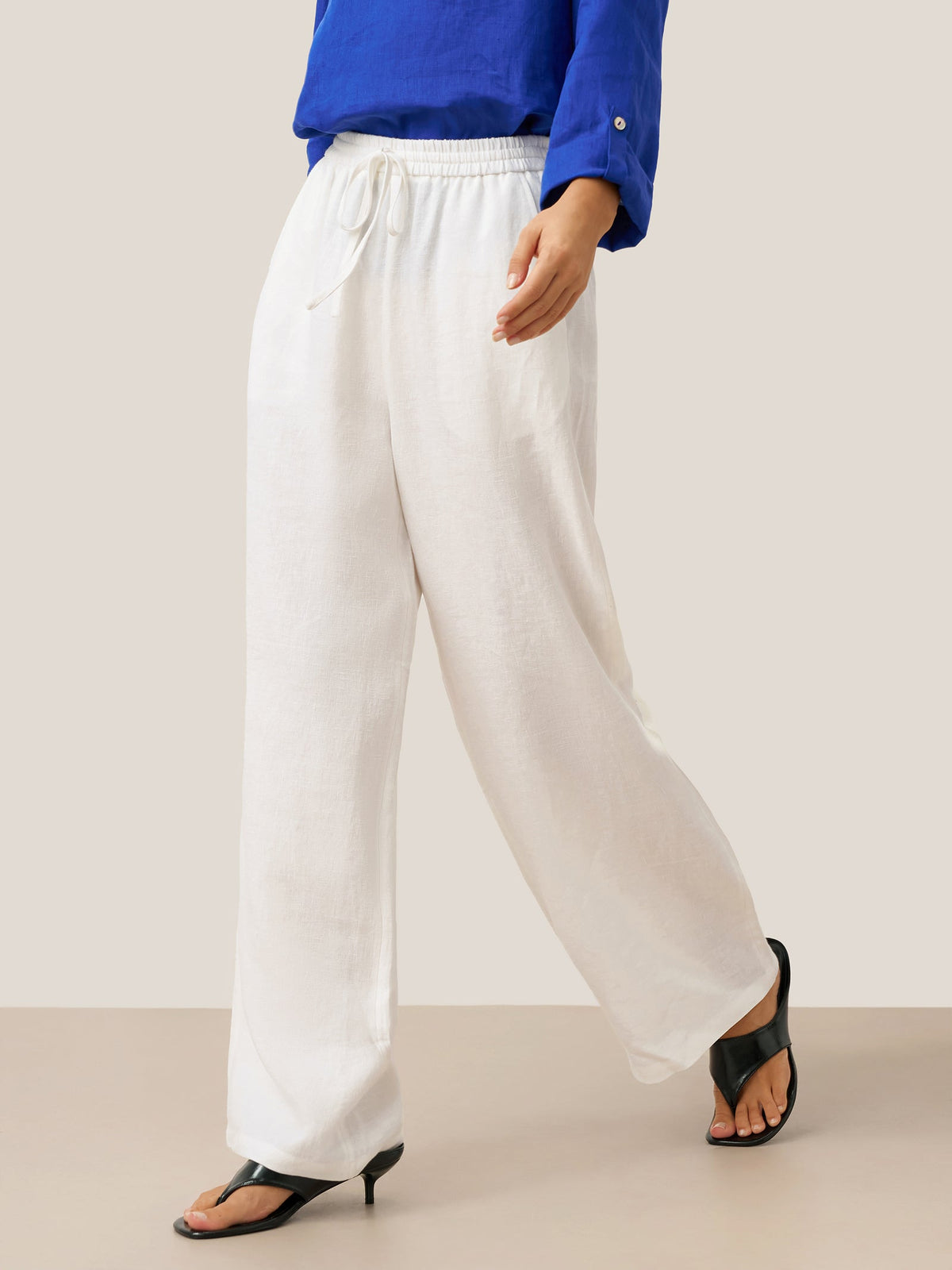Ethan | Relaxed Comfortable White Linen Pants for Women 7