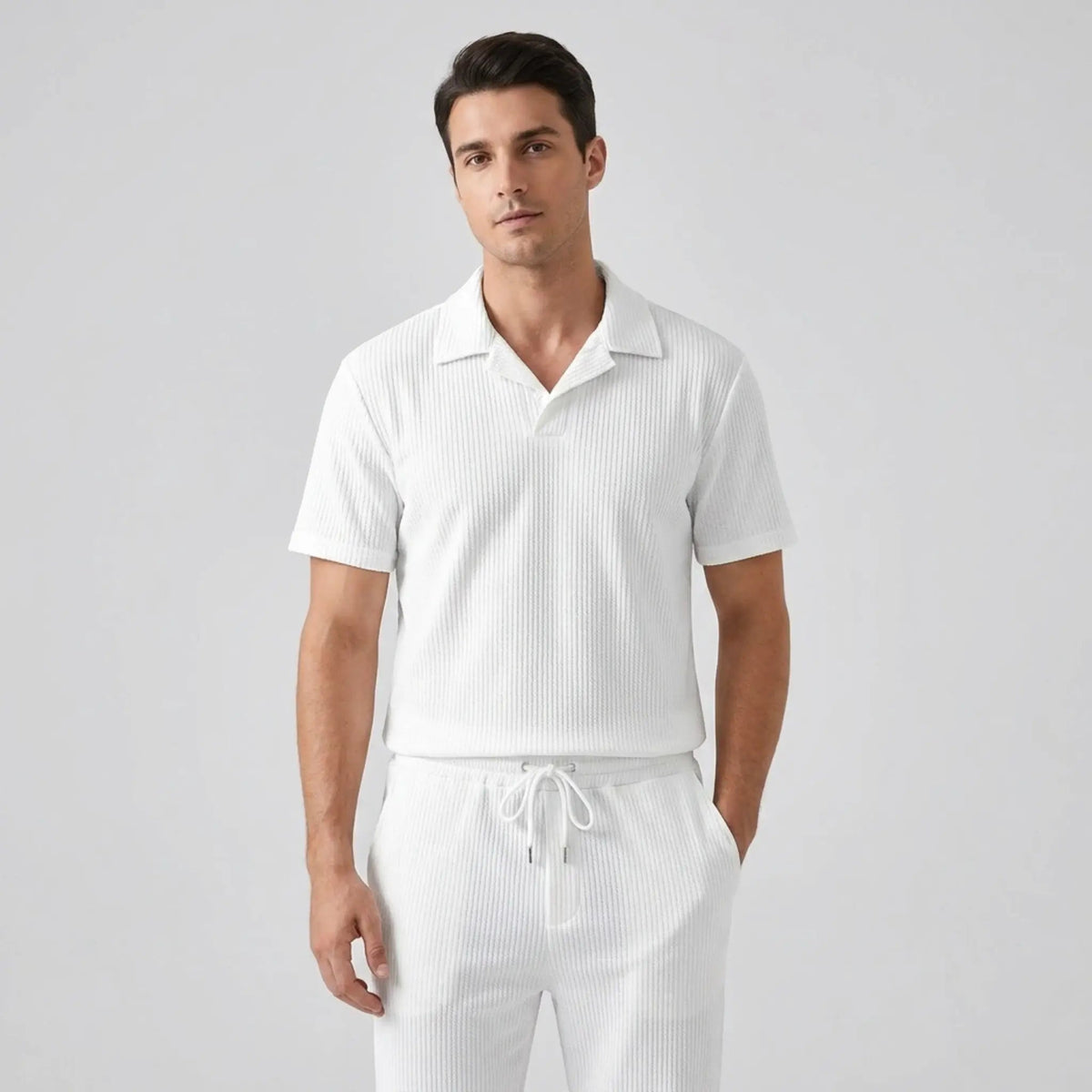 Ethan | Stylish Ribbed Polo Set with Pants 0