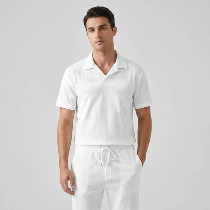Ethan | Stylish Ribbed Polo Set with Pants 0