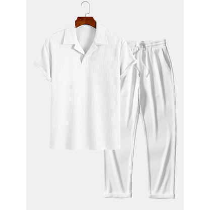 Ethan | Stylish Ribbed Polo Set with Pants 4
