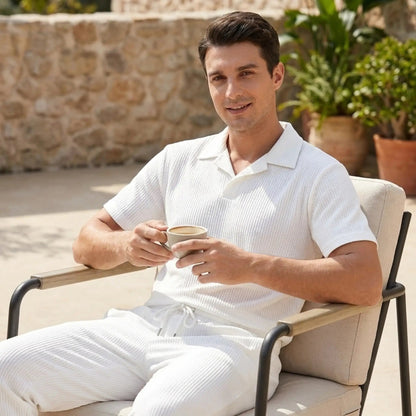 Ethan | Stylish Ribbed Polo Set with Pants 8