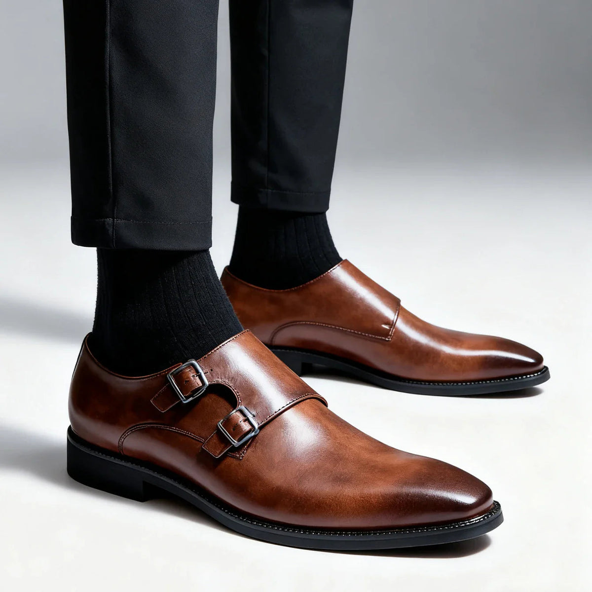 Ethan | Stylish Semi-Gloss Monk Strap Mens Shoes