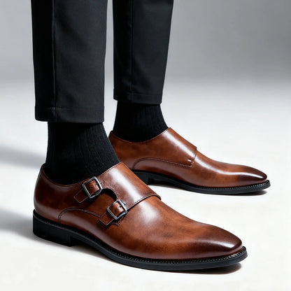 Ethan | Stylish Semi-Gloss Monk Strap Mens Shoes