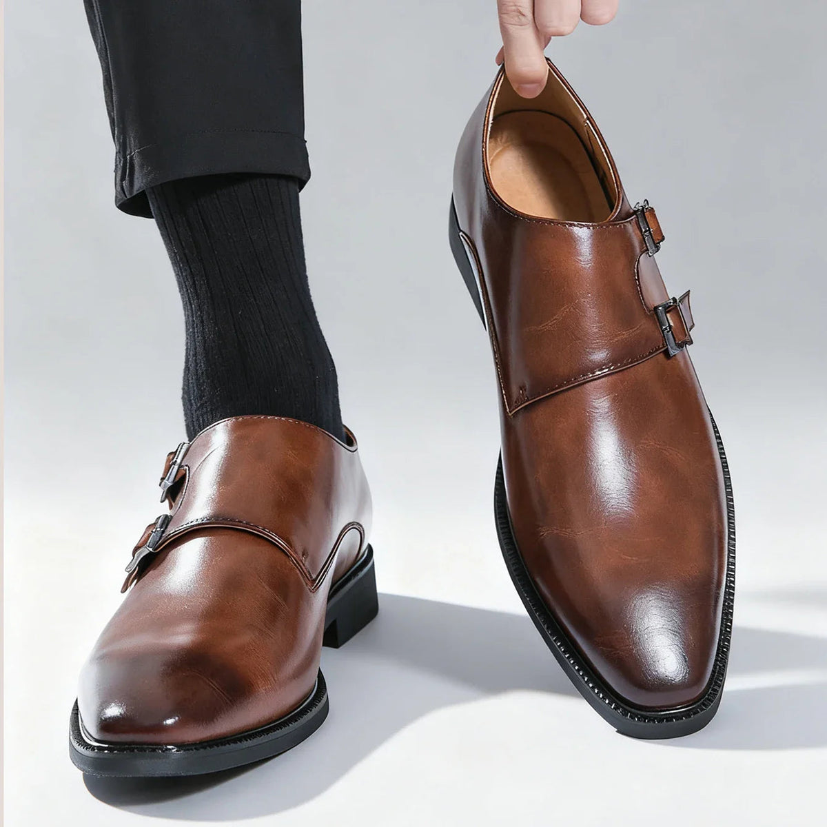 Ethan | Stylish Semi-Gloss Monk Strap Mens Shoes