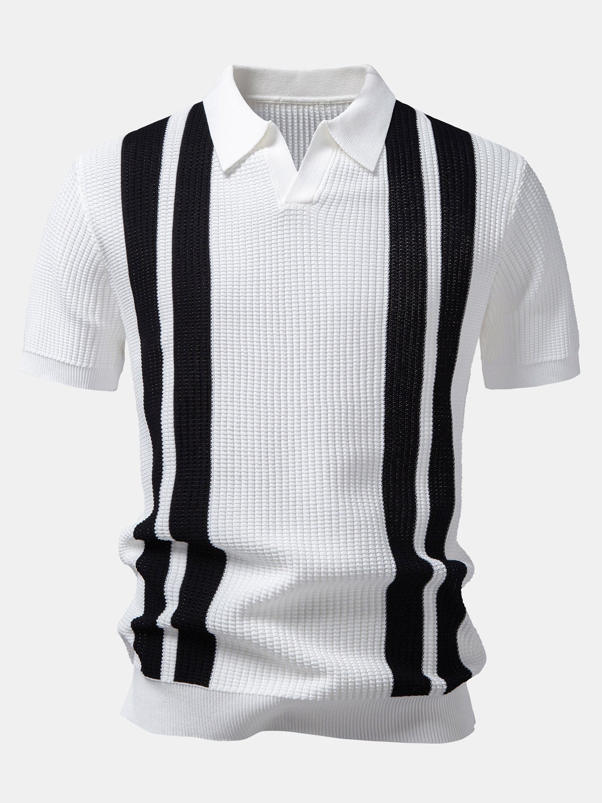 Ethan | Stylish Striped Polo Shirt And Waffle Pants Set 4