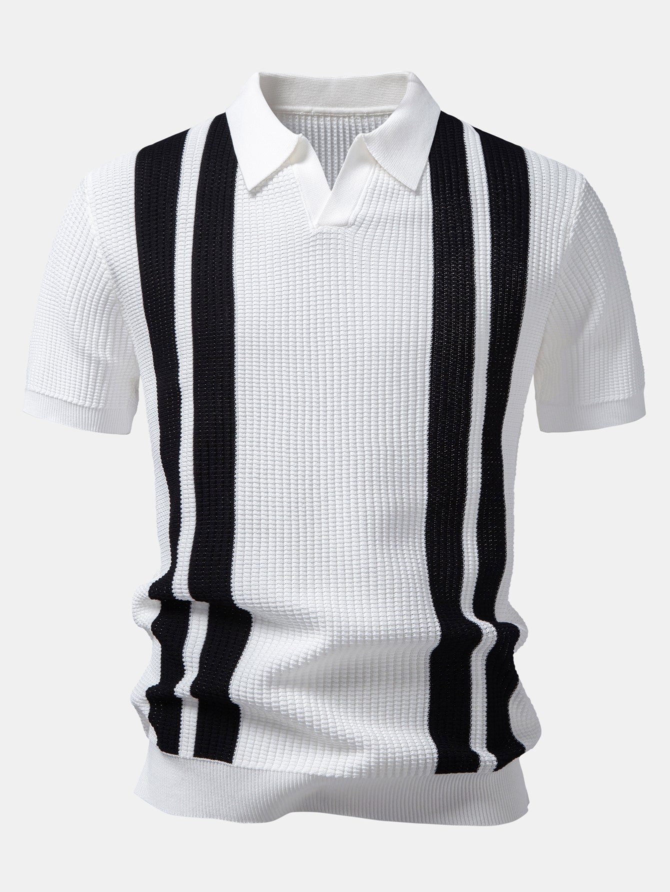 Ethan | Stylish Striped Polo Shirt And Waffle Pants Set 4