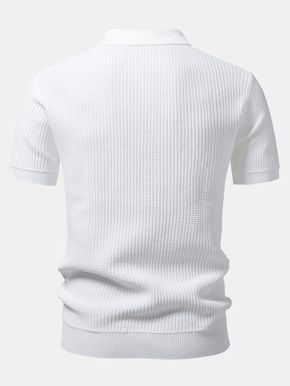 Ethan | Stylish Striped Polo Shirt And Waffle Pants Set 7