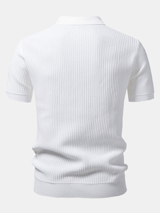 Ethan | Stylish Striped Polo Shirt And Waffle Pants Set 7