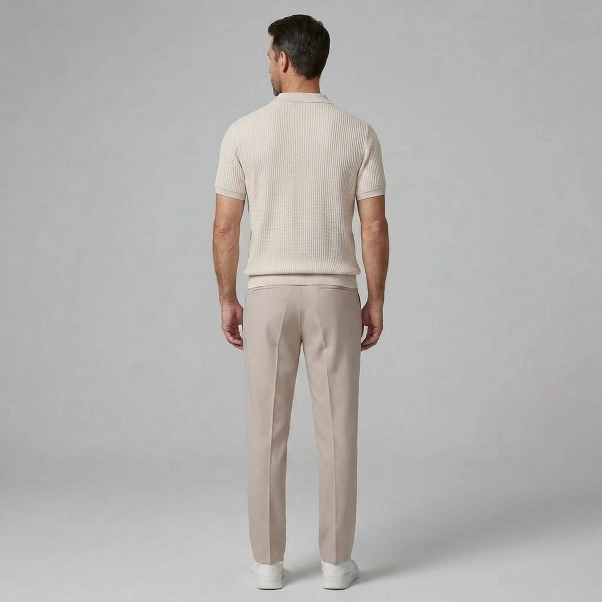 Ethan | Textured Smart Casual Mens Polo Shirts & Tapered Pants Set 1
