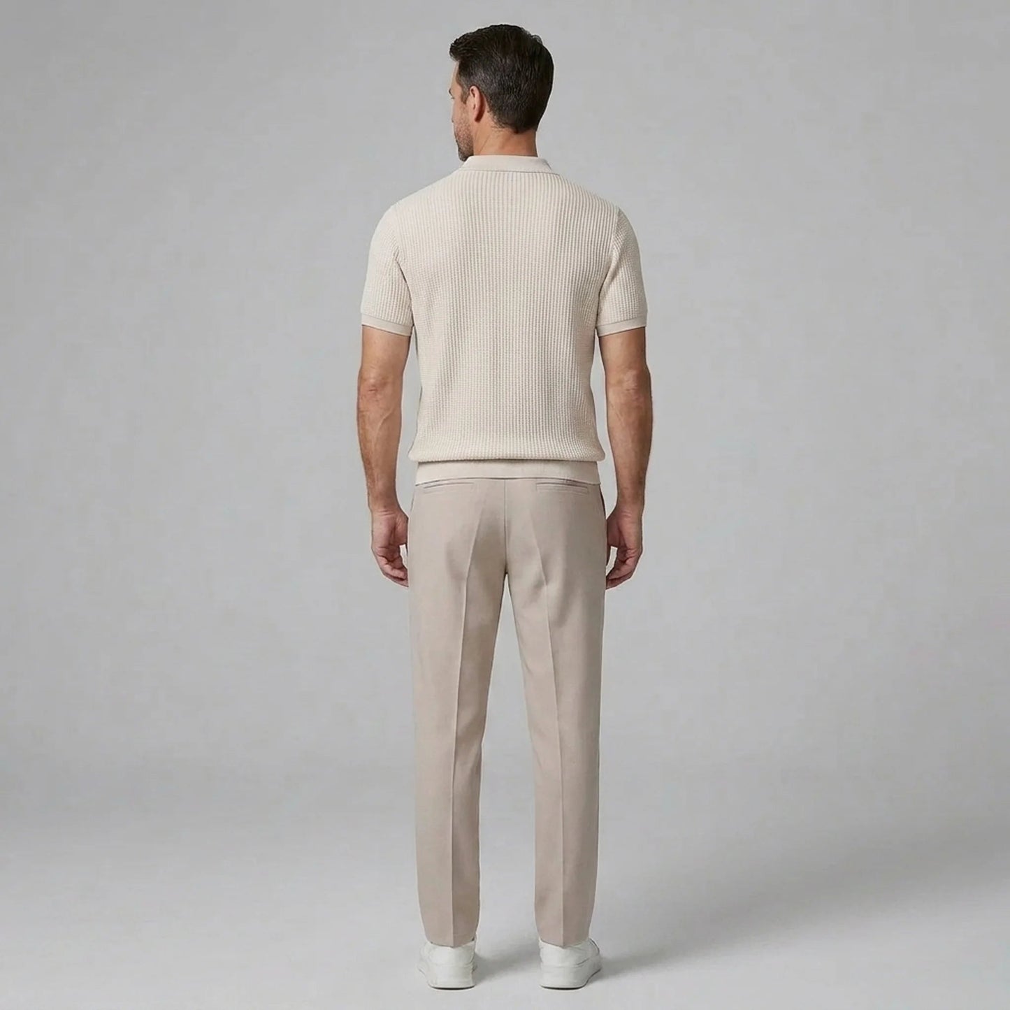 Ethan | Textured Smart Casual Mens Polo Shirts & Tapered Pants Set 1
