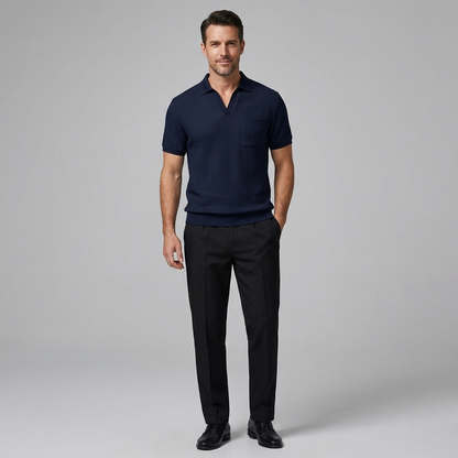 Ethan | Textured Smart Casual Mens Polo Shirts & Tapered Pants Set 10