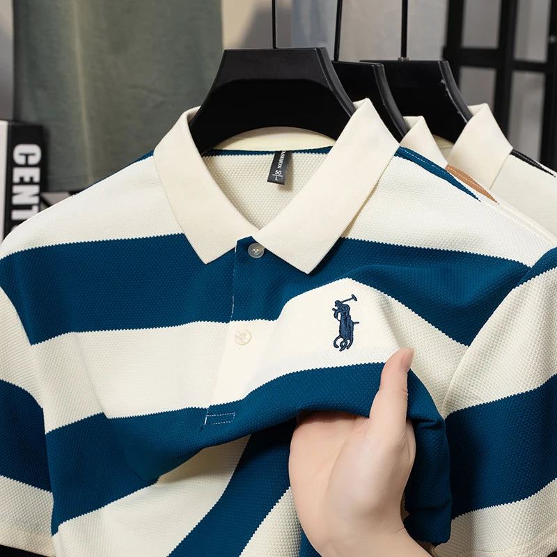 Ethan | Trendy Striped Short Sleeve Polo Shirt for Men 0