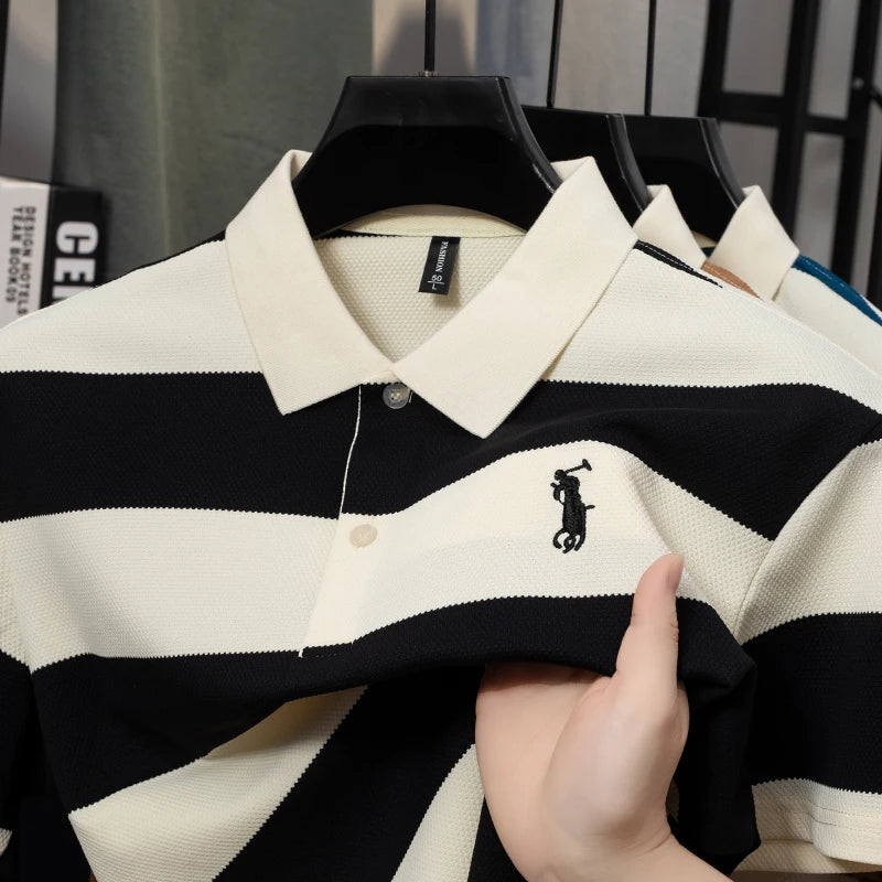 Ethan | Trendy Striped Short Sleeve Polo Shirt for Men 1