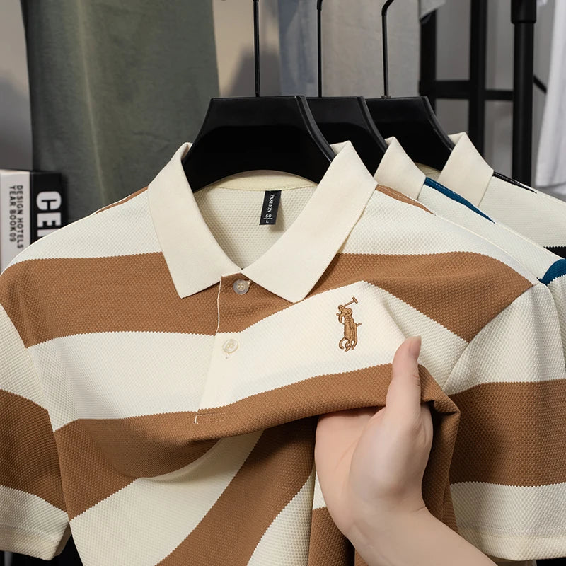 Ethan | Trendy Striped Short Sleeve Polo Shirt for Men 2