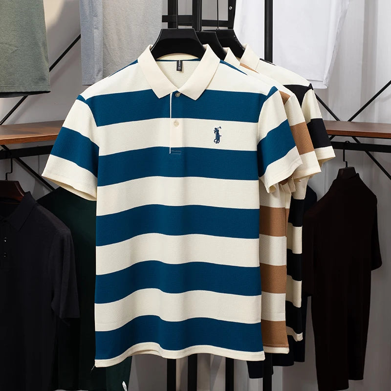 Ethan | Trendy Striped Short Sleeve Polo Shirt for Men 3