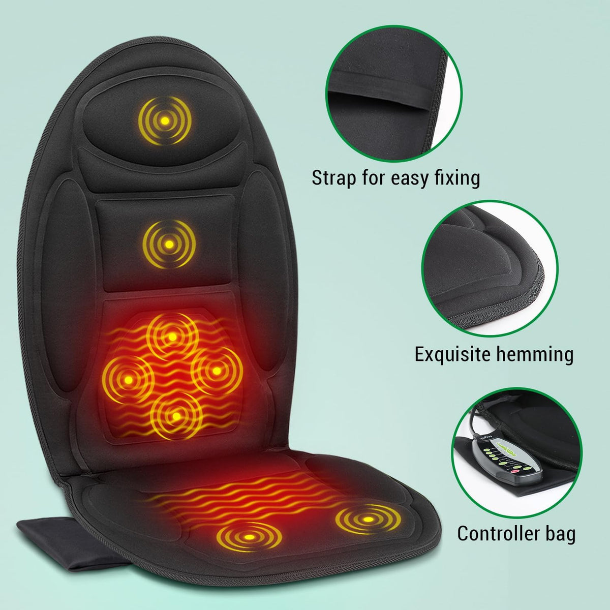 Heated Massage Cushion with Vibration & Custom Intensity | Portable Relief for Tired Muscles 3