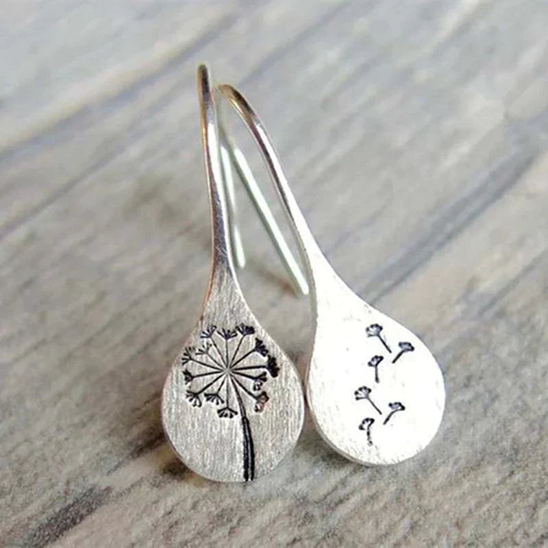 Exclusive Silver Dandelion Leaf Earrings 0