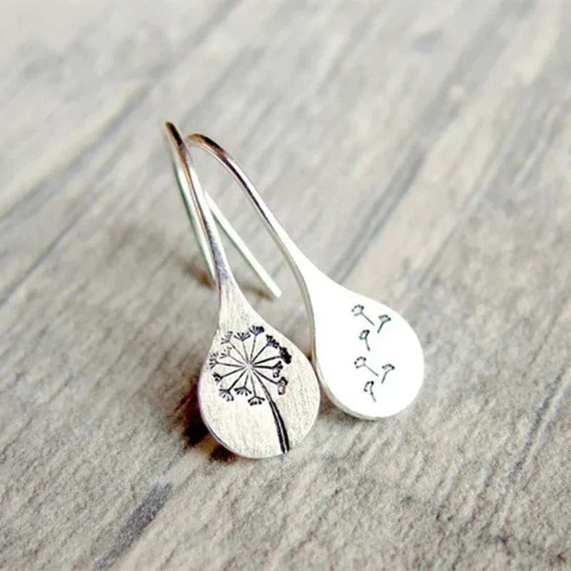 Exclusive Silver Dandelion Leaf Earrings 1