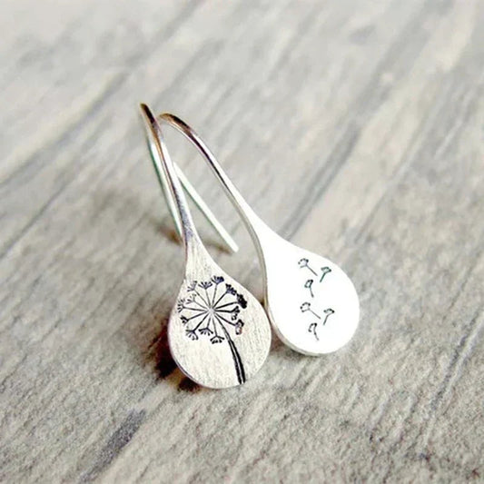 Exclusive Silver Dandelion Leaf Earrings 1