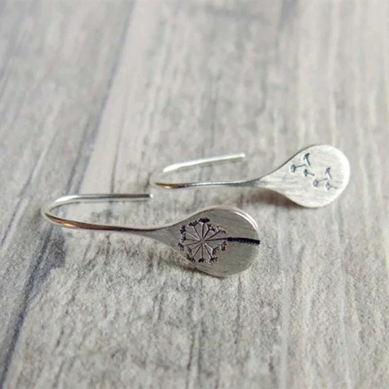 Exclusive Silver Dandelion Leaf Earrings 3